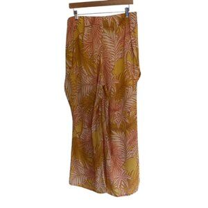 Tahari Palm Print Linen Blend Pants Large